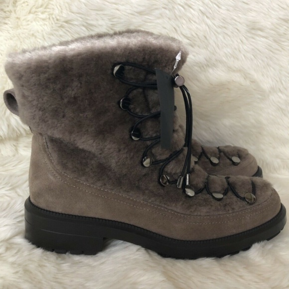 NEW $650 AQUATALIA LORENA GENUINE SHEARLING FUR LUXURY BOOT TAUPE 6 - Picture 3 of 7